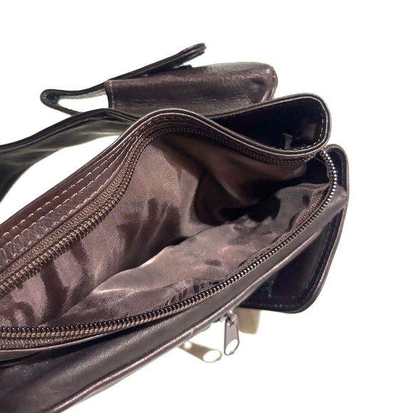 Vintage Dark  unsiex Brown Leather Sling shoulder Bag - Picture 8 of 8